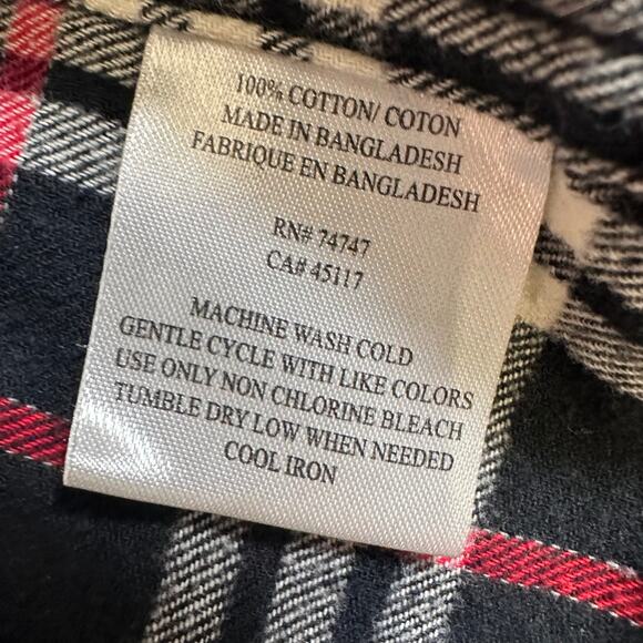 Hobbs Creek Long Sleeve Plaid Shirt Men's M Red/Black/White Button Down Cotton - Picture 3 of 4